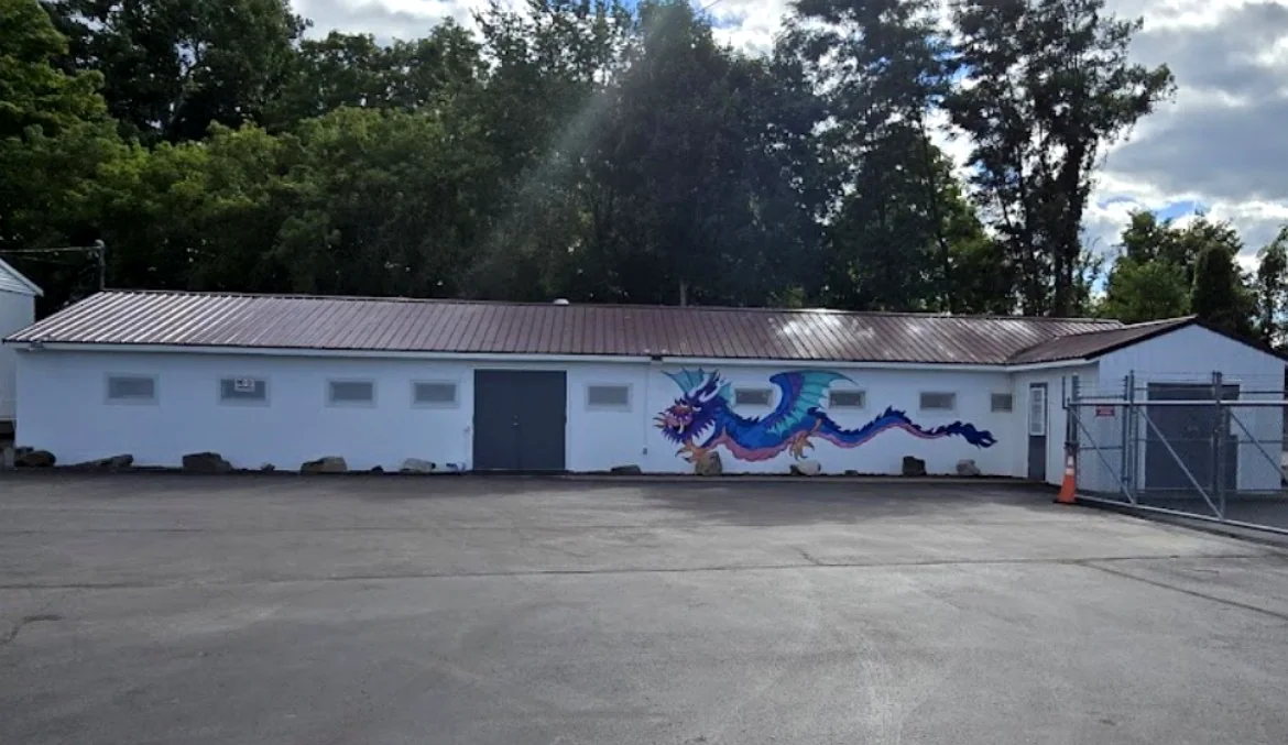Northeast Fireworks building and dragon mural